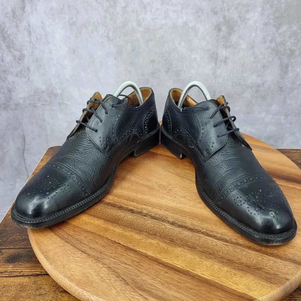 Johnston & Murphy‎ Celina Oxford Shoes Mens 8.5 Black Leather Cap Toe Dress Shoe